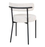 KantoormeubelenPlus Badalona Dining Chair - Eetkamerstoel, wit bouclé met zwarte poten, HN1270