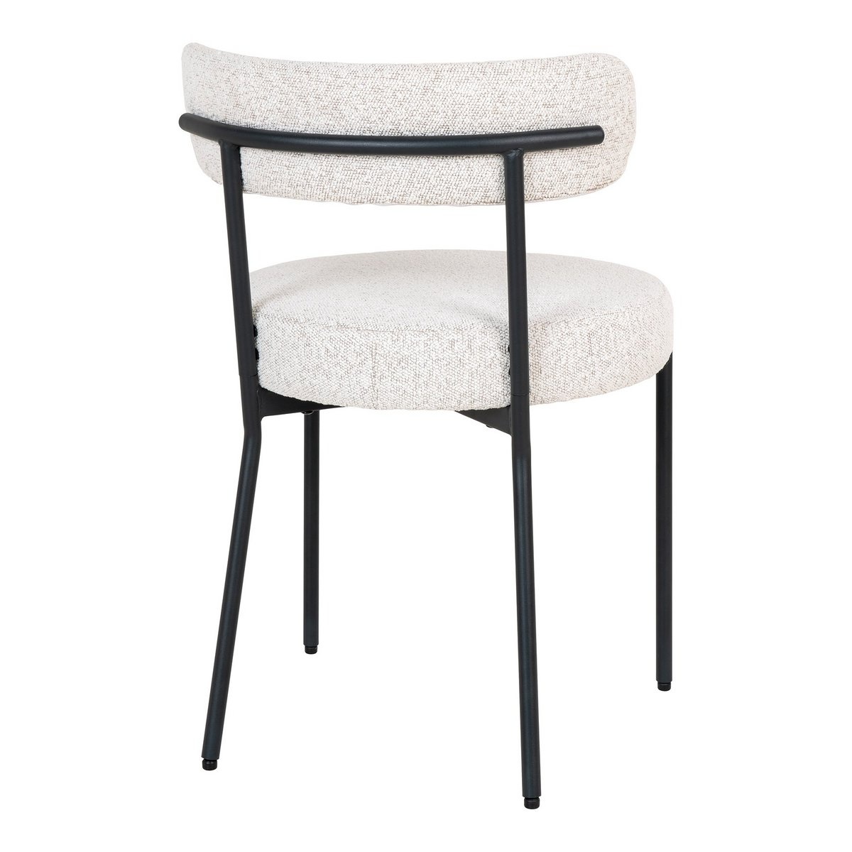 KantoormeubelenPlus Badalona Dining Chair - Eetkamerstoel, wit bouclé met zwarte poten, HN1270