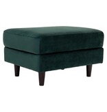 KantoormeubelenPlus Bologna Pouf - Poef in donkergroen fluweel met zwarte poten 52x68xH42 cm HN1006