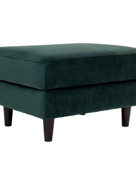 KantoormeubelenPlus Bologna Pouf - Poef in donkergroen fluweel met zwarte poten 52x68xH42 cm HN1006