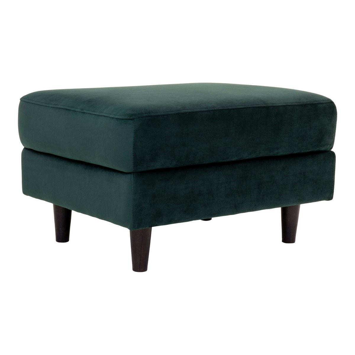 KantoormeubelenPlus Bologna Pouf - Poef in donkergroen fluweel met zwarte poten 52x68xH42 cm HN1006