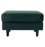 KantoormeubelenPlus Bologna Pouf - Poef in donkergroen fluweel met zwarte poten 52x68xH42 cm HN1006