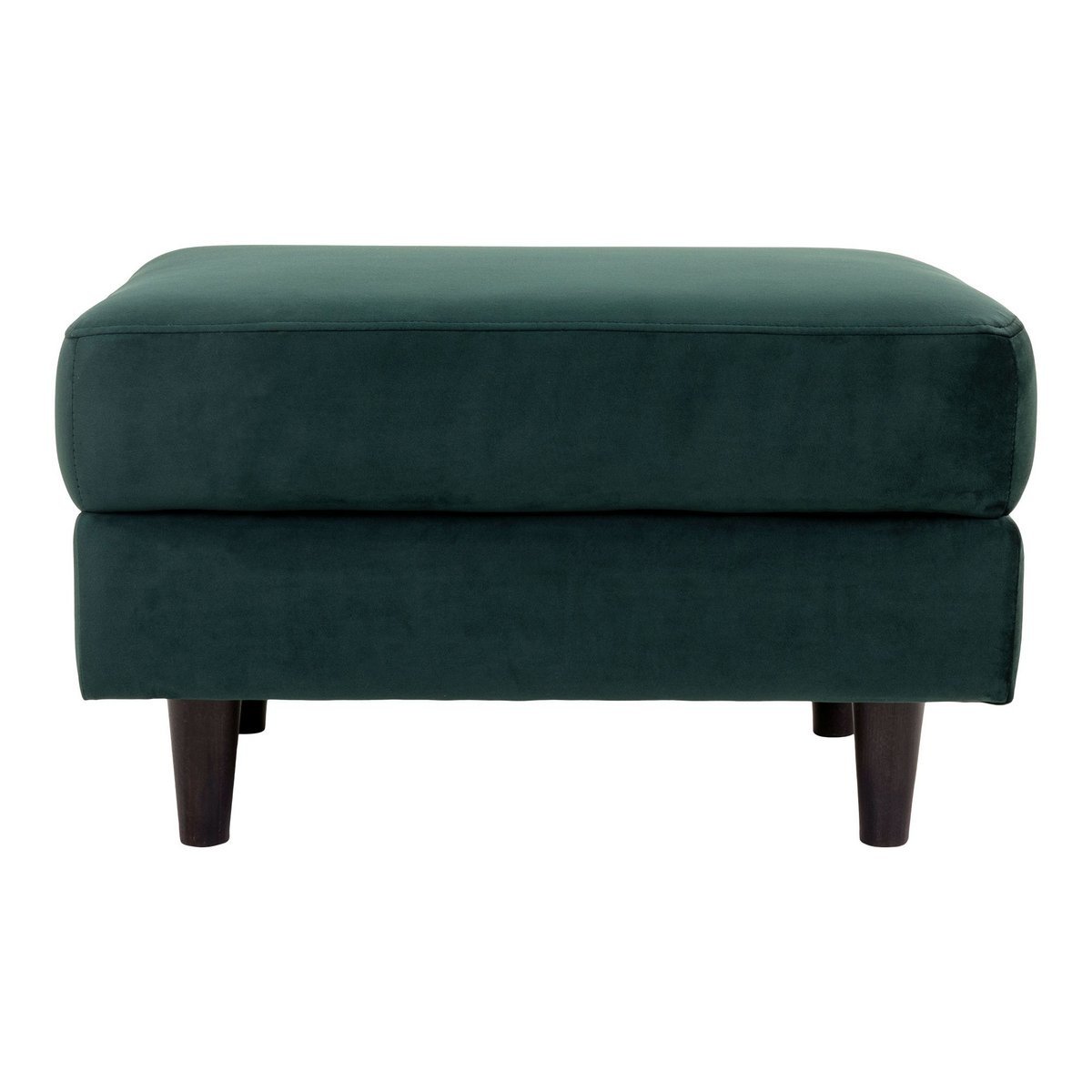 KantoormeubelenPlus Bologna Pouf - Poef in donkergroen fluweel met zwarte poten 52x68xH42 cm HN1006