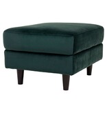 KantoormeubelenPlus Bologna Pouf - Poef in donkergroen fluweel met zwarte poten 52x68xH42 cm HN1006