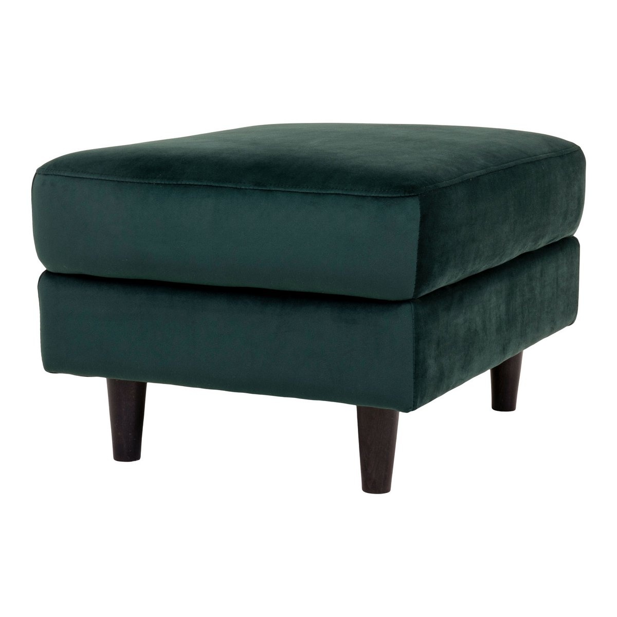 KantoormeubelenPlus Bologna Pouf - Poef in donkergroen fluweel met zwarte poten 52x68xH42 cm HN1006