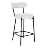 KantoormeubelenPlus Badalona Counter Chair - Barkruk, wit bouclé met zwarte poten, HN1270