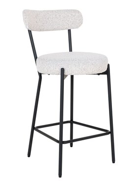 KantoormeubelenPlus Badalona Counter Chair - Barkruk, wit bouclé met zwarte poten, HN1270