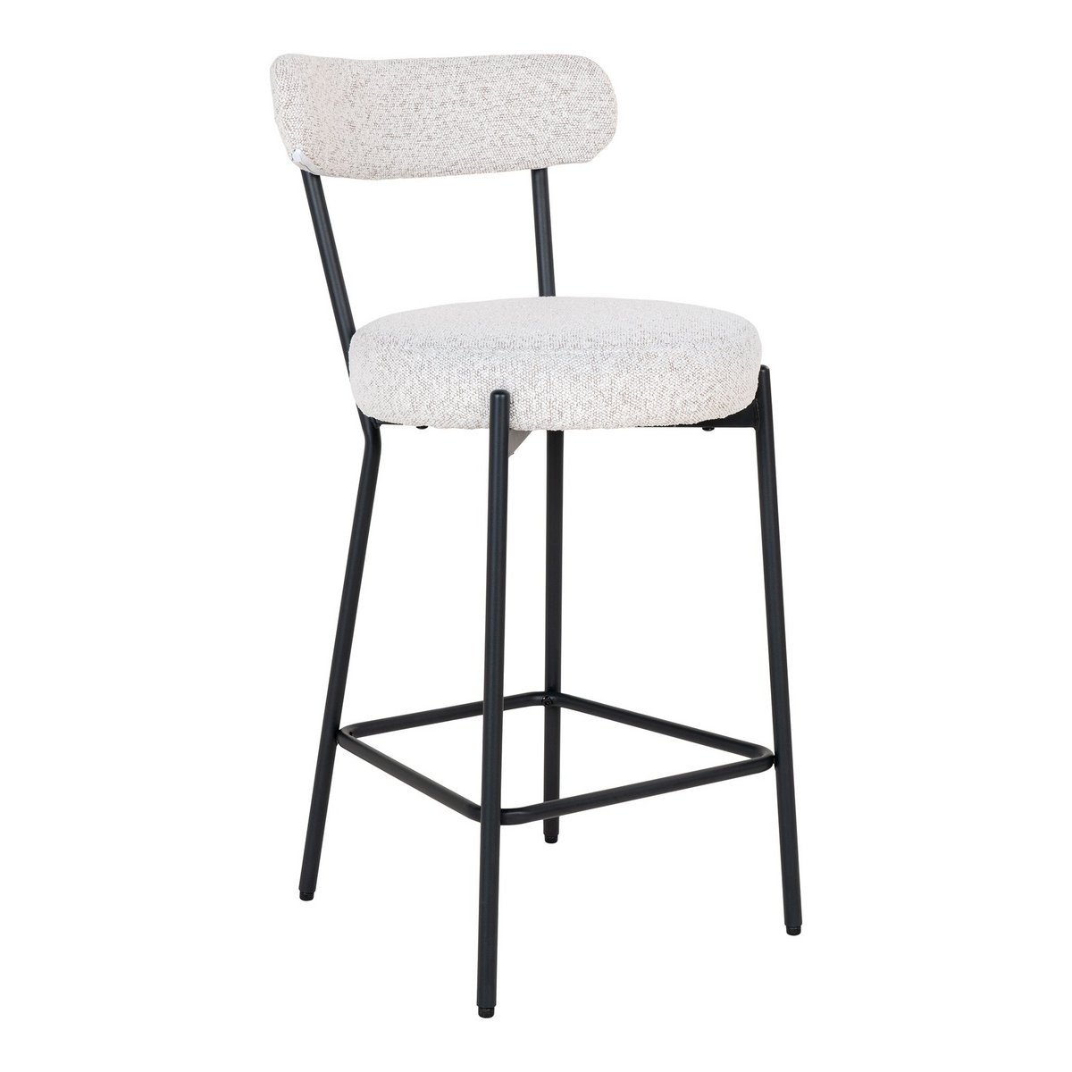 KantoormeubelenPlus Badalona Counter Chair - Barkruk, wit bouclé met zwarte poten, HN1270