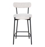 KantoormeubelenPlus Badalona Counter Chair - Barkruk, wit bouclé met zwarte poten, HN1270