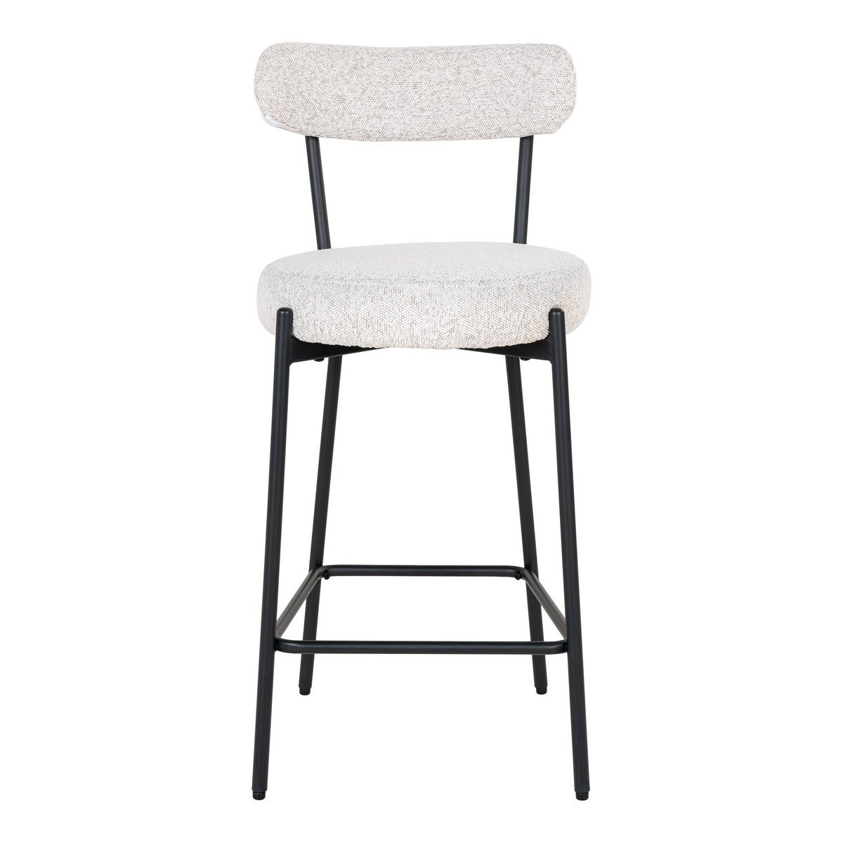 KantoormeubelenPlus Badalona Counter Chair - Barkruk, wit bouclé met zwarte poten, HN1270