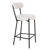 KantoormeubelenPlus Badalona Counter Chair - Barkruk, wit bouclé met zwarte poten, HN1270