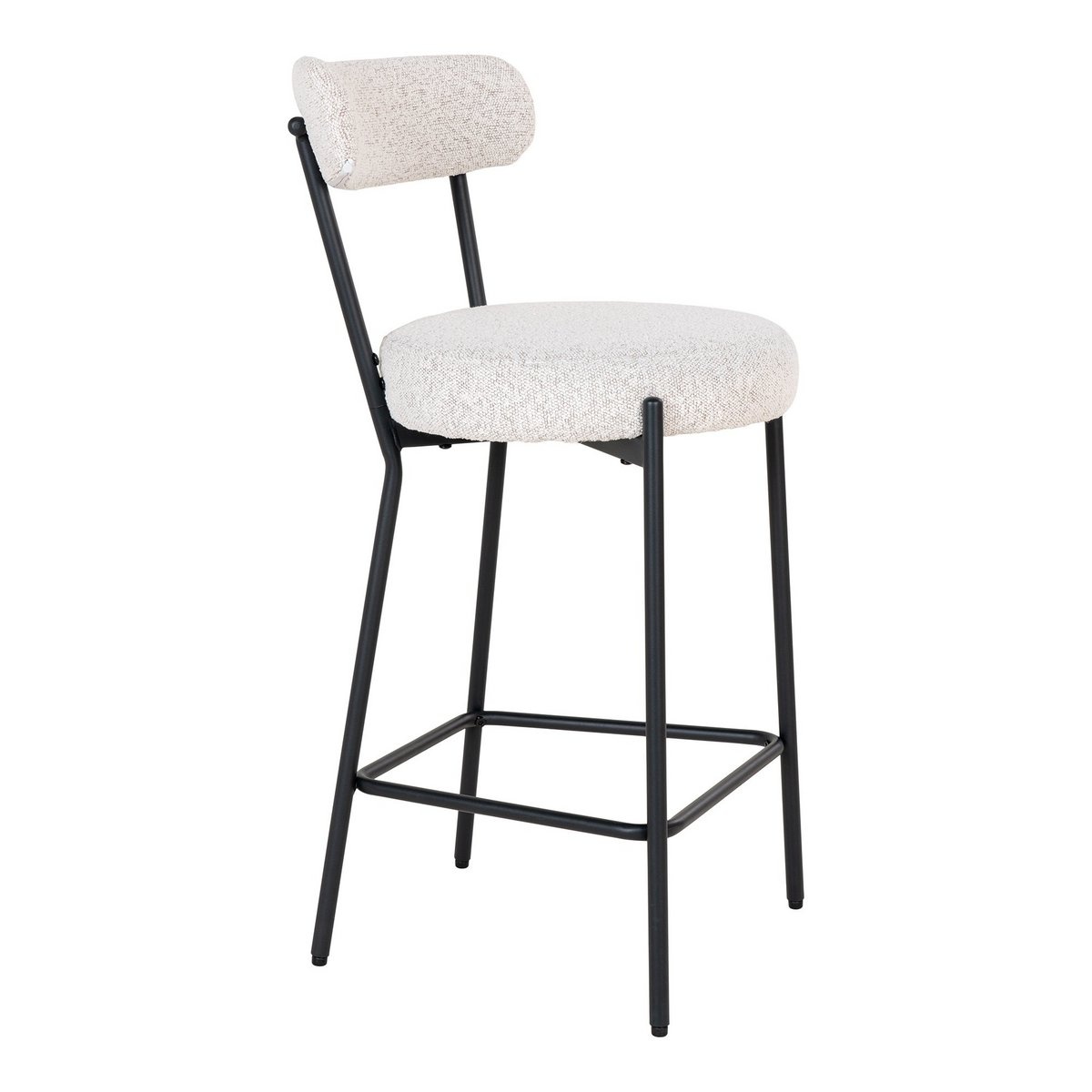 KantoormeubelenPlus Badalona Counter Chair - Barkruk, wit bouclé met zwarte poten, HN1270