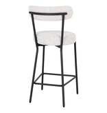 KantoormeubelenPlus Badalona Counter Chair - Barkruk, wit bouclé met zwarte poten, HN1270