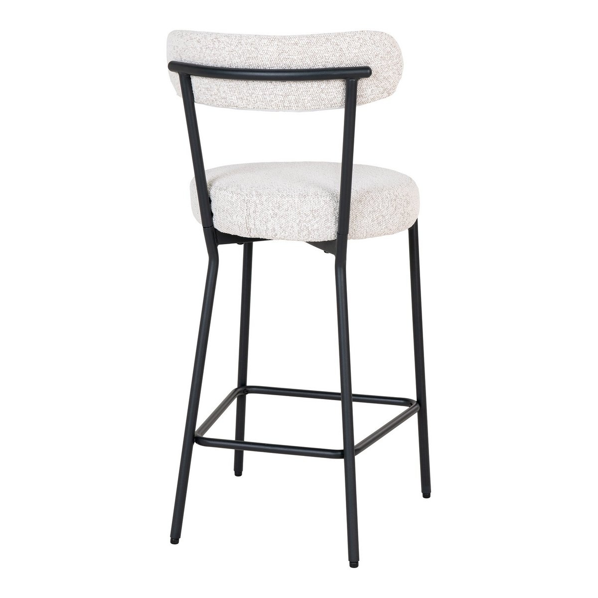 KantoormeubelenPlus Badalona Counter Chair - Barkruk, wit bouclé met zwarte poten, HN1270