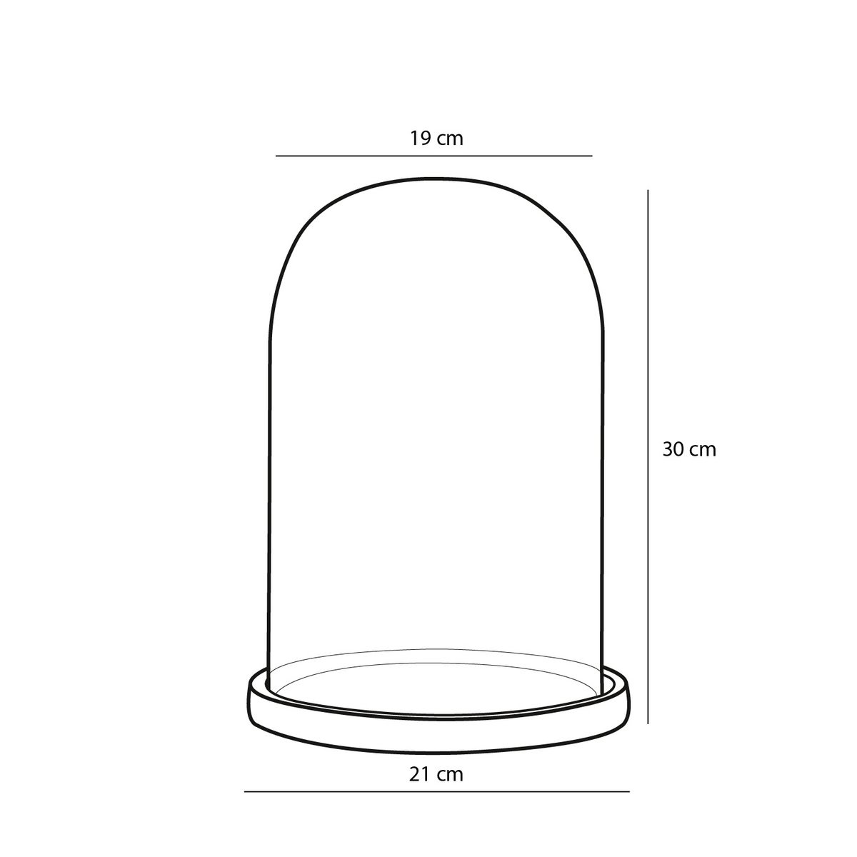 KantoormeubelenPlus Hella Glazen Stolp - H30 x Ø21 cm - Transparant, Zwart