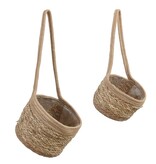 KantoormeubelenPlus Anne Hangende Mand voor Planten - Set van 2 - H20 x Ø25 cm - Zeegras - Lichtbruin