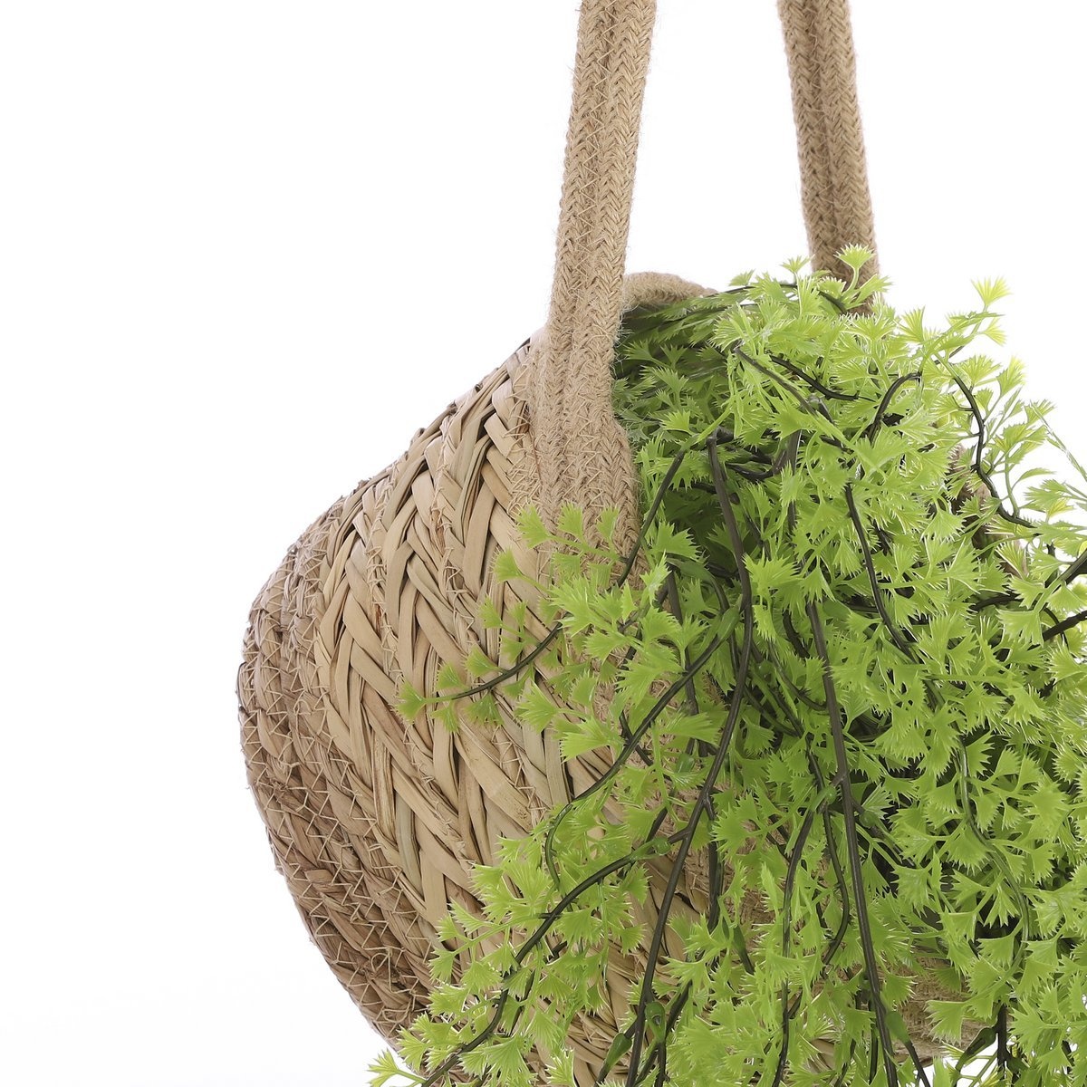 KantoormeubelenPlus Anne Hangende Mand voor Planten - Set van 2 - H20 x Ø25 cm - Zeegras - Lichtbruin