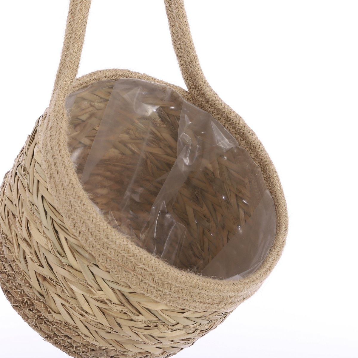 KantoormeubelenPlus Anne Hangende Mand voor Planten - Set van 2 - H20 x Ø25 cm - Zeegras - Lichtbruin