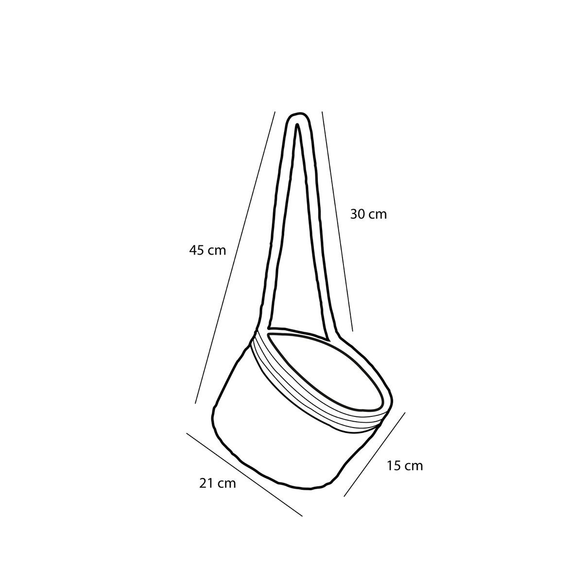 KantoormeubelenPlus Anne Hangende Mand voor Planten - Set van 2 - H20 x Ø25 cm - Zeegras - Lichtbruin