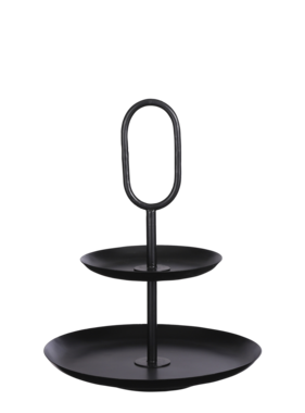 KantoormeubelenPlus Rama Etagère 2-Laags - H36 x Ø28 cm - Metaal - Zwart