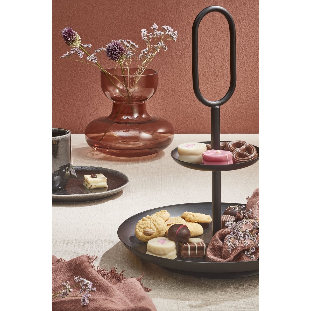 KantoormeubelenPlus Rama Etagère 2-Laags - H36 x Ø28 cm - Metaal - Zwart