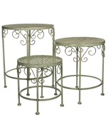 KantoormeubelenPlus Provence Plantentafel voor Buiten - Set van 3 - H43 x Ø35 cm - Lichtgroen