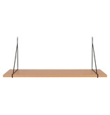 Chiba Wandplank - Wandplank, essenfineer, zwart stalen frame, 80x29 cm