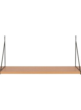 KantoormeubelenPlus Chiba Wandplank - Wandplank, essenfineer, zwart stalen frame, 80x29 cm