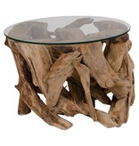 KantoormeubelenPlus Grand Canyon Coffee Table - Salontafel, glas met natuurpoten, Ø60x40 cm