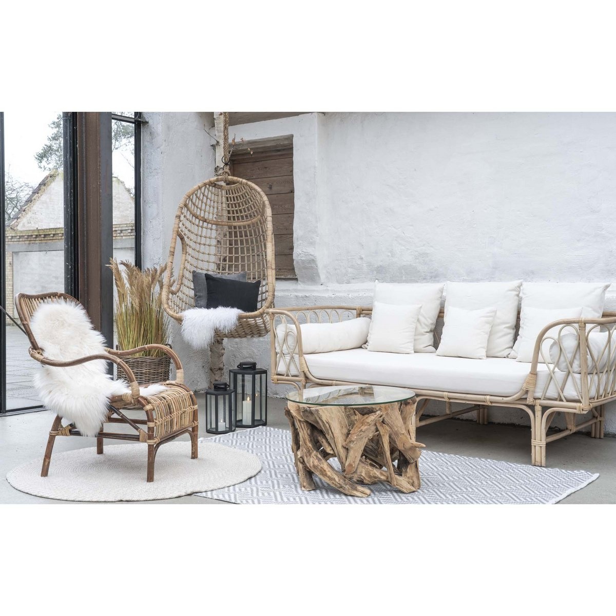 KantoormeubelenPlus Grand Canyon Coffee Table - Salontafel, glas met natuurpoten, Ø60x40 cm