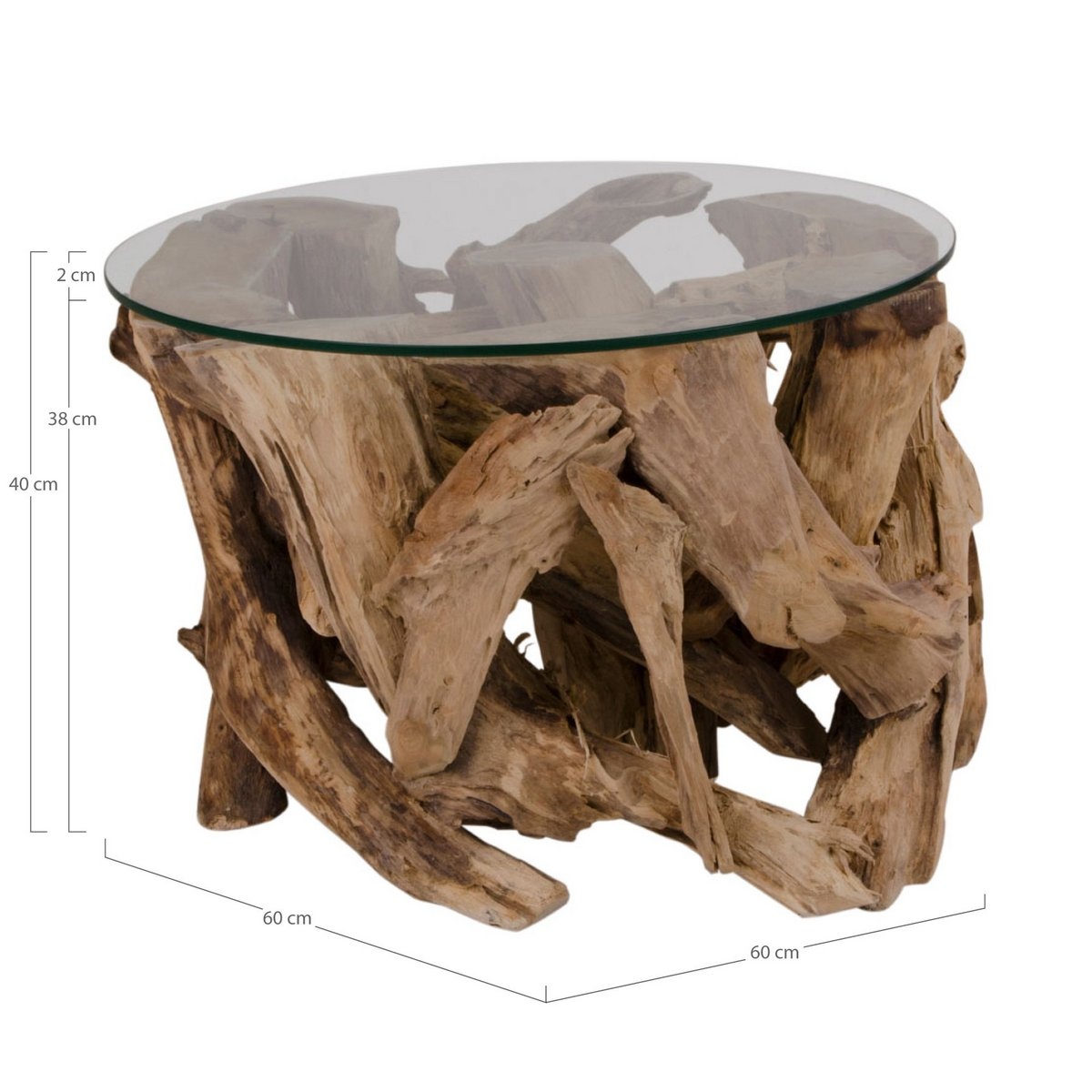 KantoormeubelenPlus Grand Canyon Coffee Table - Salontafel, glas met natuurpoten, Ø60x40 cm
