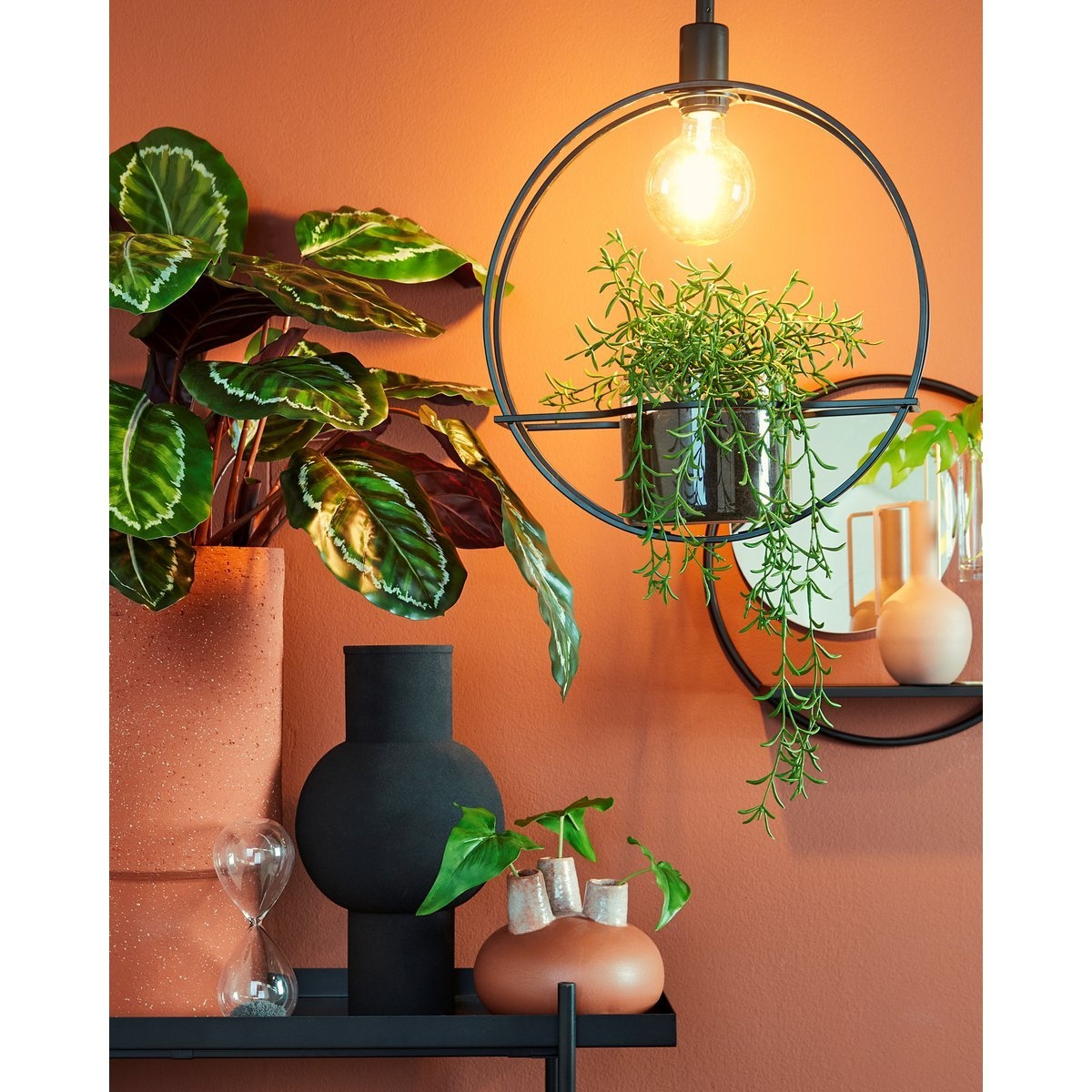 KantoormeubelenPlus Phoenix Wandspiegel - B11 x Ø39 cm - Metaal - Zwart