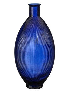KantoormeubelenPlus Firenza Fles Vaas - H59 x Ø29 cm - Gerecycled Glas - Donkerblauw