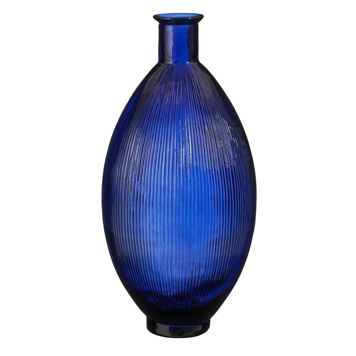 KantoormeubelenPlus Firenza Fles Vaas - H59 x Ø29 cm - Gerecycled Glas - Donkerblauw