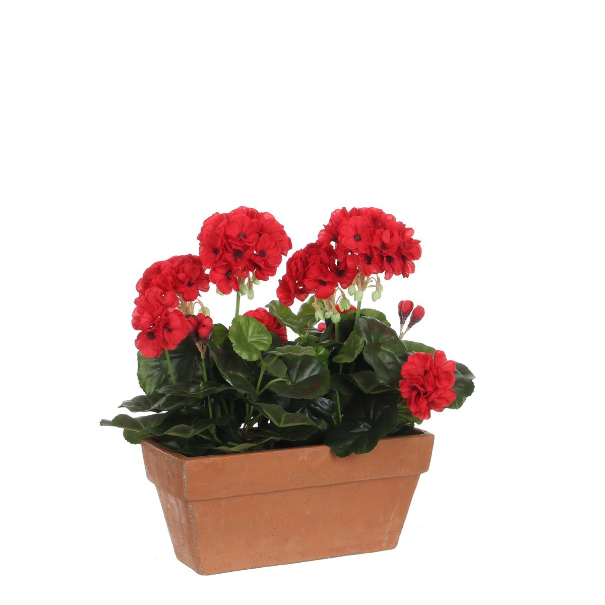 KantoormeubelenPlus Geranium Kunstplant in Balkonbak - L29 x B13 x H40 cm - Rood