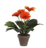 KantoormeubelenPlus Gerbera Kunstplant in Bloempot Stan - H35 x Ø30 cm - Oranje
