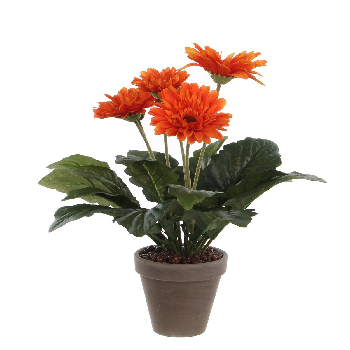 KantoormeubelenPlus Gerbera Kunstplant in Bloempot Stan - H35 x Ø30 cm - Oranje