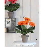 KantoormeubelenPlus Gerbera Kunstplant in Bloempot Stan - H35 x Ø30 cm - Oranje
