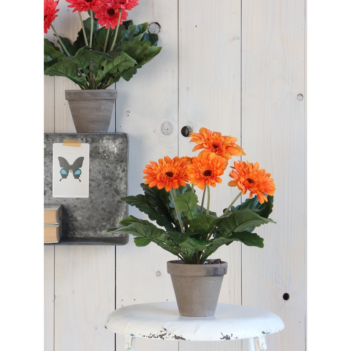 KantoormeubelenPlus Gerbera Kunstplant in Bloempot Stan - H35 x Ø30 cm - Oranje