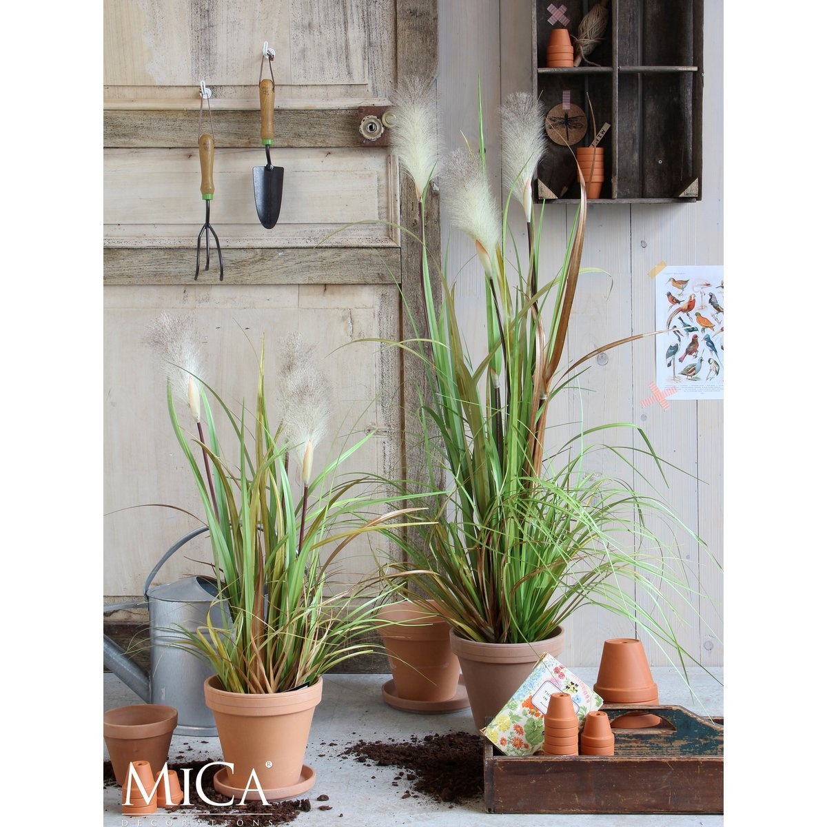 KantoormeubelenPlus Pluimgras Foxtail Kunstplant - H81 x Ø45 cm - Wit
