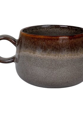 KantoormeubelenPlus Selma Mug - Mok, keramiek, grijs/bruin, ø10x7,5 cm, set van 4