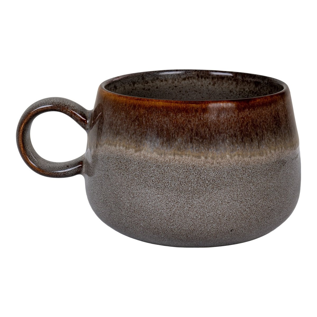 Selma Mug - Mok, keramiek, grijs/bruin, ø10x7,5 cm, set van 4