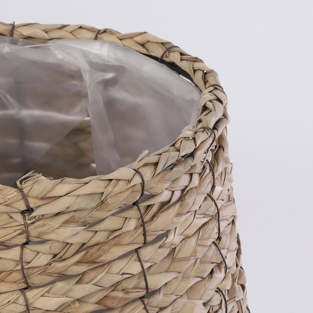 KantoormeubelenPlus Avalon Mand voor Planten - Set van 3 - H31 x Ø30 cm - Zeegras - Lichtbruin