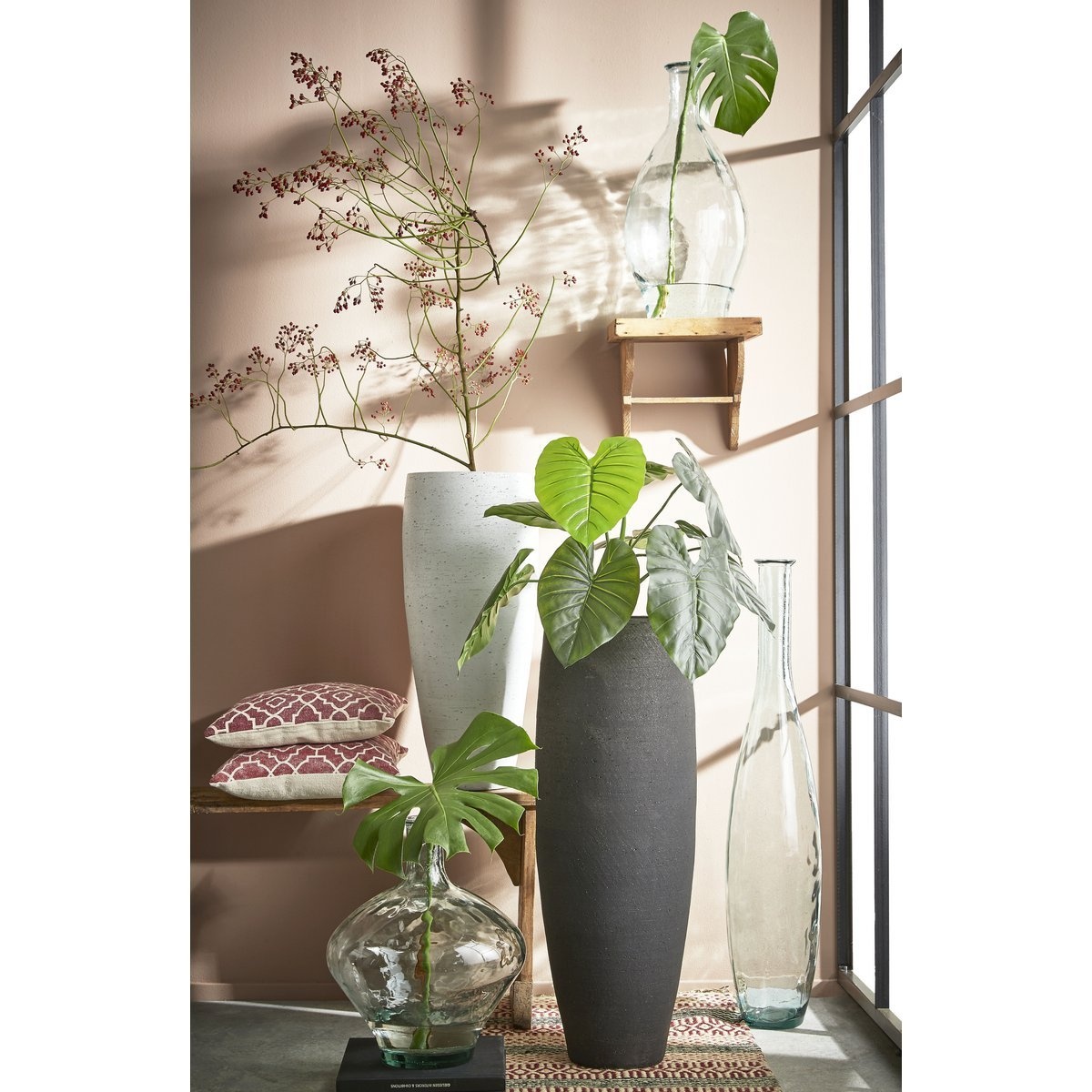 KantoormeubelenPlus Kyara Fles Vaas - H46 x Ø38 cm - Gerecycled Glas - Transparant
