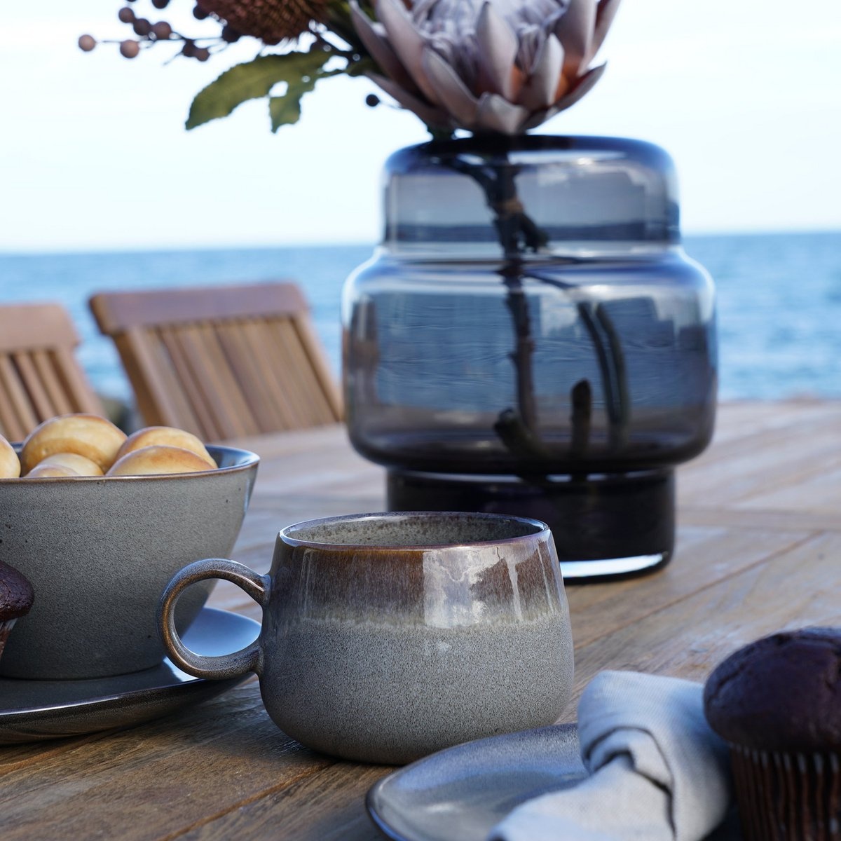 KantoormeubelenPlus Selma Dinner Plate - Dinerbord, keramiek, grijs/bruin, ø27cm, set van 4