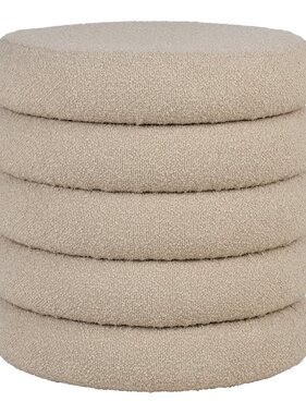 KantoormeubelenPlus Brooklyn Poef - Poef met opbergruimte, gekruld, beige, Ø44x44 cm