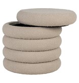 KantoormeubelenPlus Brooklyn Poef - Poef met opbergruimte, gekruld, beige, Ø44x44 cm