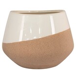 Bloempot - Bloempot in keramiek, beige/bruin, rond, Ø20,5x15 cm
