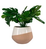 Bloempot - Bloempot in keramiek, beige/bruin, rond, Ø20,5x15 cm