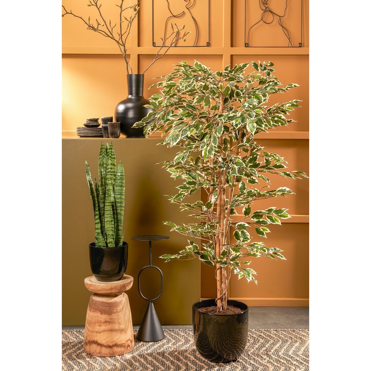 KantoormeubelenPlus Ficus Kunstplant - H180 x Ø90 cm - Groen Bont